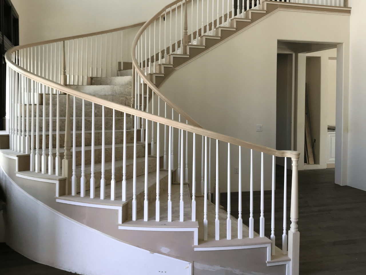 Traditional Wood Balusters with Oak Handrail